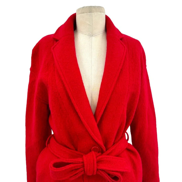 J. Crew Camille Short Boiled Wool Wrap Coat In Bright‎ Red Size XXS - Picture 3 of 13